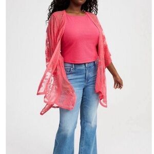 NWT Torrid Pink Embroidered Ruana